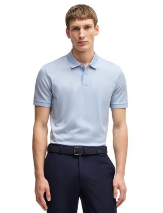 HUGO BOSS Katoenen Boss Black H-parlay polo lichtblauw effen normale fit