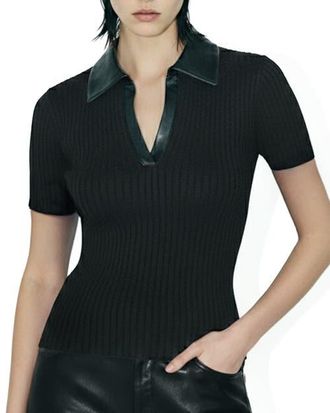 AS by DF Rowan Ribbed Top in Black at Nordstrom, Size Xx-Large