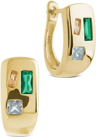 Sterling Forever Bristol Art Deco Huggie Hoop Earrings in Gold at Nordstrom Rack