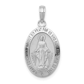 Diamond2Deal 14k White Gold Miraculous Medal Pendant