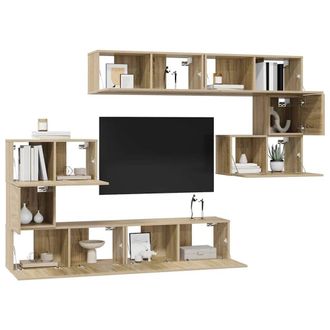 Berkfield Home Modern 8 Piece TV Cabinet Set Sonoma Oak Engineered Wood in Tan