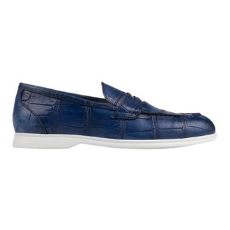 Kiton Loafers, male, Blue, Size: 7 1/2 US Crocodile Loafers
