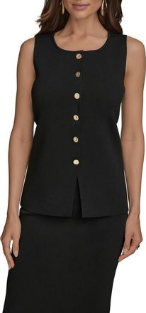 DKNY Button Front Knit Vest in Black at Nordstrom, Size X-Large