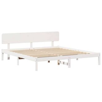 Berkfield Home Bed Frame with Headboard White 180x200 cm Solid Pine Wood