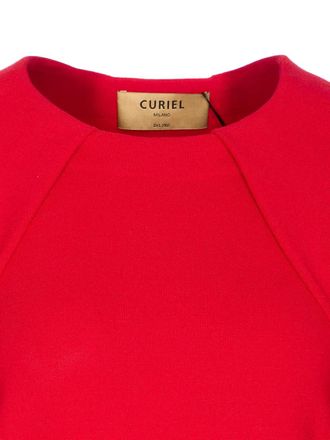 Curve balloon-sleeve midi dress - Red