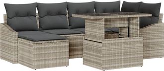 vidaXL Garden Sofa Set with Cushion 7 pcs Light grey Vidaxl