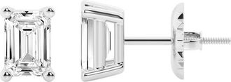 Grown Brilliance 3.50 Carat 14K White Gold Emerald Cut Lab Grown Diamond Stud Screw Back Earrings for Women-Color/Clarity-GREN