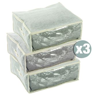 MSV Msv - Juego De 3 Fundas Multiusos Ventiladas De Tejido Gris