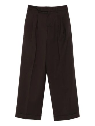 BRIGLIA 1949 pleated turn-up trousers - women - Fabric - 46 - Brown