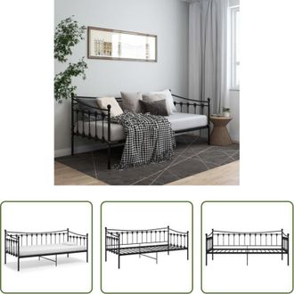 vidaXL Letto occasionale - Telaio Divano Letto Nero in Metallo 90x200 cm