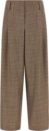 Brunello Cucinelli Brown Virgin Wool Flared Womens Pants