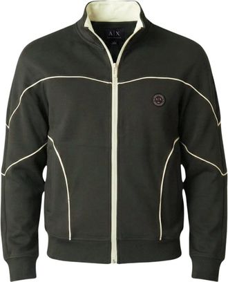 A|X Armani Exchange Sweatshirt zonder capuchon met volledige rits - Heren - Vesten met rits - Groen - M - Katoen - Hoodies & sweatvesten