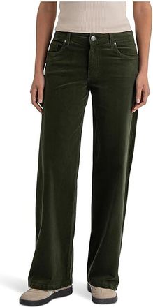 Kut from the Kloth Jean High-rise Wide Leg Clean Hem Womens Jeans Leafy Green : 16 31.5, Cotton/Denim/Spandex