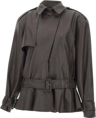 Rotate Rotate Birger Christensen, Jassen, Dames, Bruin, 2Xs, Leer, Biker Leather Jacket
