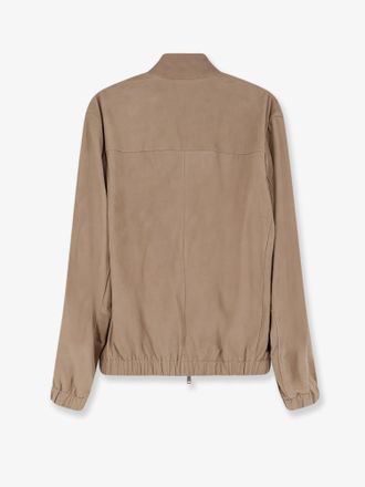 HUGO BOSS Mens Beige Leather Jacket Pelle