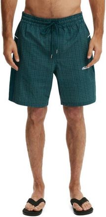 Cotton On Mens Baggy Swim Short in Teal Check Seersucker at Nordstrom, Size X-Small