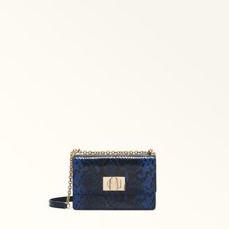 Furla 1927 Borsa A Tracolla Mini Toni Indigo Pelle Capra Con Stampa Aspide Lux Donna
