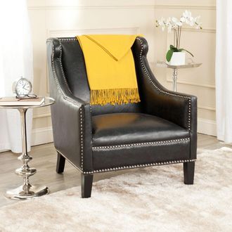 Safavieh Mckinley Leather Club Chair - Silver Nail Heads