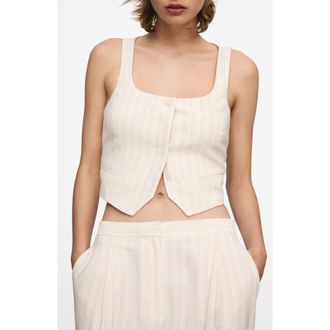 Mango Stripe Vest in Ecru at Nordstrom, Size Medium