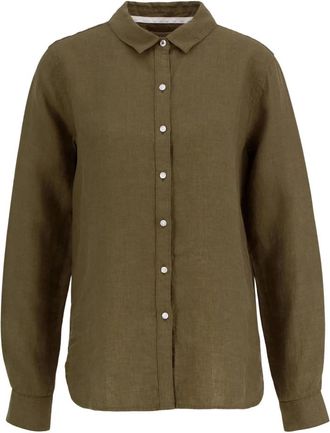 Barbour Marine Relaxed Long-Sleeved Shirt - Dames - Overhemden - Groen - L - Linnen - Overhemden