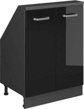 Vicco Armario Para Techo Inclinado Rion, Negro/antracita De Alto Brillo, Con 2 Puertas, Vicco