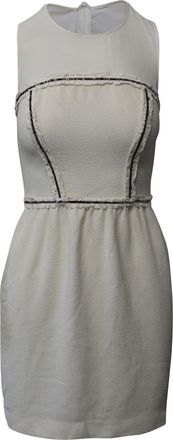 Sandro Mesh Paneled Sheath Dress in Cream Polyester