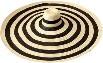 Brunna.Co The Solana Oversized Striped Straw Hat in Black at Nordstrom, Size Medium