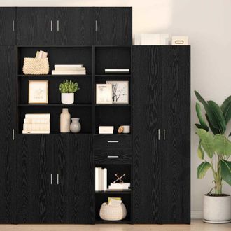 vidaXL vidaXL Credenza Rovere Nero 40 x 42,5 x 185 cm Legno multistrato