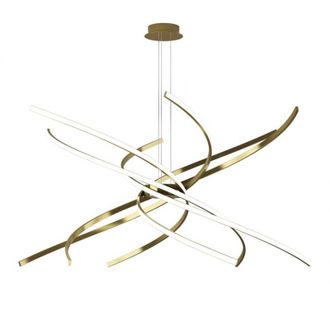 Top-Light Sospensione Moderna Tornado Alluminio Oro Brunito Led 88W D.100Cm Luce Calda