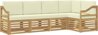 vidaXL Conjunto De Sof&aacute;s De Exterior 5 Uds. Blanco Y Crema Poli&eacute;ster Vidaxl