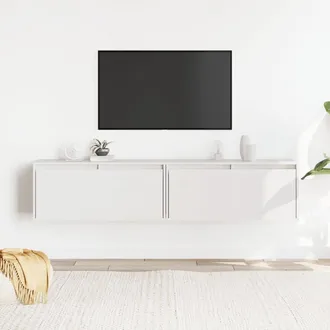 vidaXL Vidaxl - Armario De Pared 2 Uds Madera Maciza De Pino Blanco 80x30x35 Cm