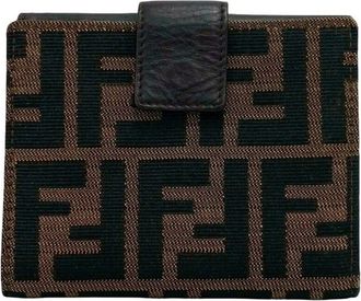 Fendi Black Brown Canvas Leather Wallet (Bi-Fold) (Pre-Owned)