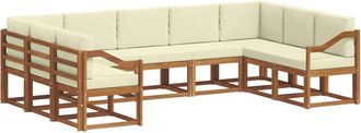vidaXL Conjunto De Sof&aacute;s De Exterior 9 Uds. Natural Y Crema Vidaxl