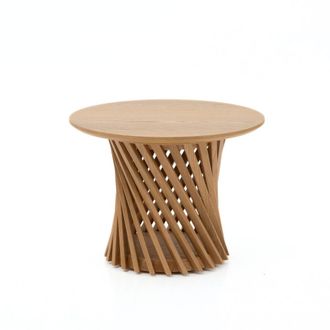 Woodek Mesa de centro redonda de roble macizo &oslash;60 cm, acabado mate