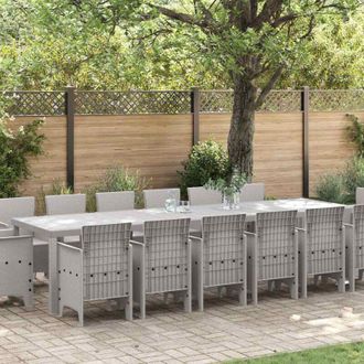 vidaXL Conjunto De Comedor De Jard&iacute;n 15 Pcs Gris Claro Ratan Polt Vidaxl