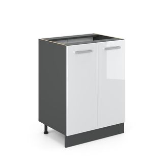 Vicco Mueble Bajo De Cocina R-line, Blanco Alto Brillo, 60 Cm Sin Encimera