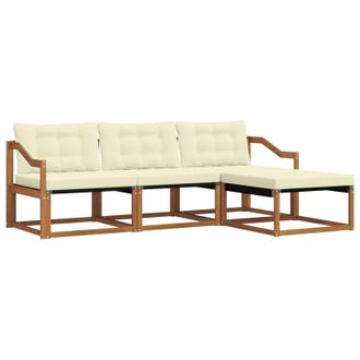 vidaXL Conjunto De Sof&aacute;s De Exterior Con Coj&iacute;n 4 Pcs Natural Y Crema Vidaxl