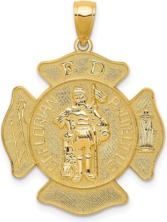 Diamond2Deal 10k Yellow Gold St. Florian Protect Us Fire Dept. Pendant