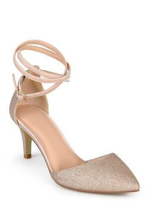 Journee Collection Luela Glitter Ankle Strap Pump in Silver at Nordstrom Rack, Size 8.5