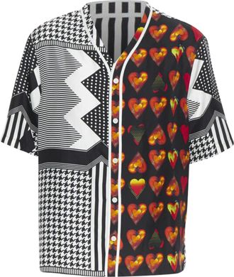 Versace 2019 100% silk Double Love Heart geometric baseball shirt EU39 M