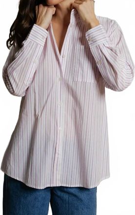 perfectwhitetee Avalon Poplin Shirt In Ultraviolet Stripe