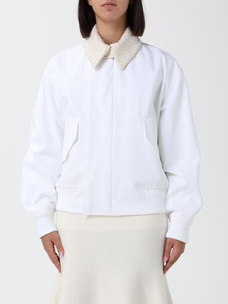 Bottega Veneta Bomber stile camicia in cotone con collo in pelliccia