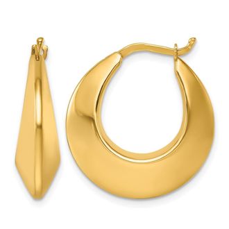Diamond2Deal 14K Gold Polished Knife Edge Graduated Round Hoop Earrings