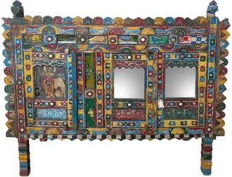 Wanderlust Deco Aparador de madera artesanal multicolor 172x62x151h