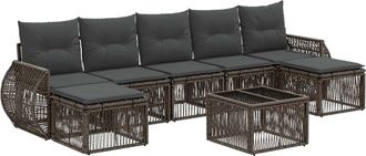 vidaXL Conjunto De Sof&aacute;s De Jard&iacute;n 8 Uds. Gris Y Gris Oscuro Vidaxl