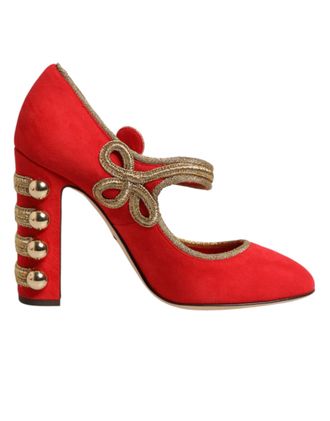 Dolce & Gabbana Red Embellished MARY JANES Pumps Womens Shoes