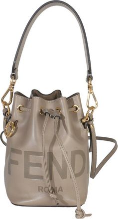 Fendi Fendi Gray Leather Tortora Vitello Cruise F Is Mini Mon Tresor Bucket Bag (Authentic Pre-Loved)