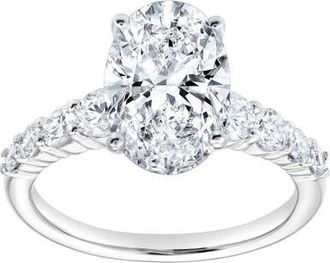 LuvMyJewelry Julia 14K White Gold Oval Lab Grown Diamond Engagement Ring - 3.7 Ct at Nordstrom, Size 5
