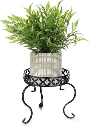 OEM 1 Soporte Met&aacute;lico Para Macetas, Apto Para Uso Interior Y Exterior, Color Negro (planta No Incluida)