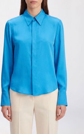 SA SU PHI Camicia slim fit in pura seta con colletto a punta e chiusura a scomparsa